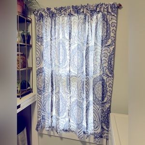 Anthropologie Navy & Silver Curtains